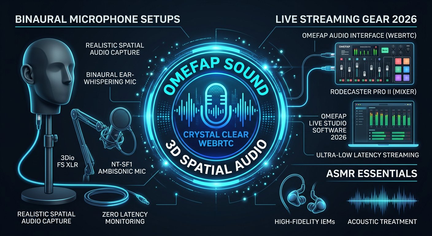 Professional ASMR studio microphone setup and binaural ear whispering gear for live online streaming in 2026