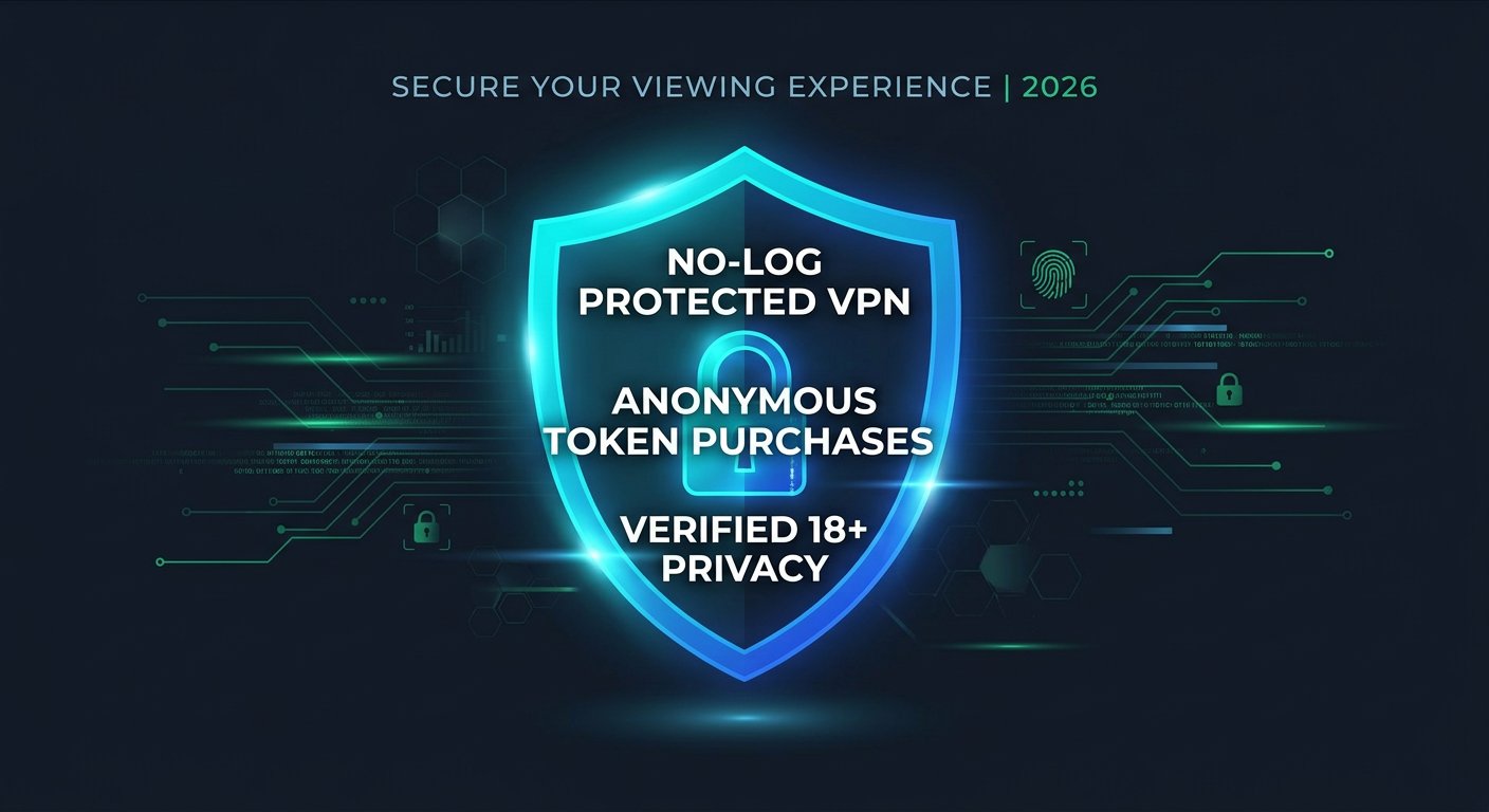 Luxury cybersecurity privacy shield protecting adult cam viewers and token purchases in 2026