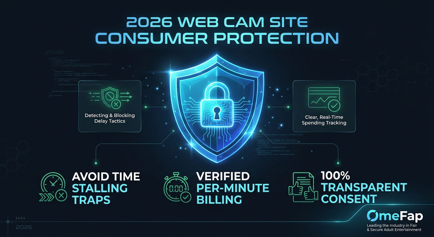 High tech cybersecurity shield illustrating token stalling trap prevention and consumer protection on adult cams in 2026